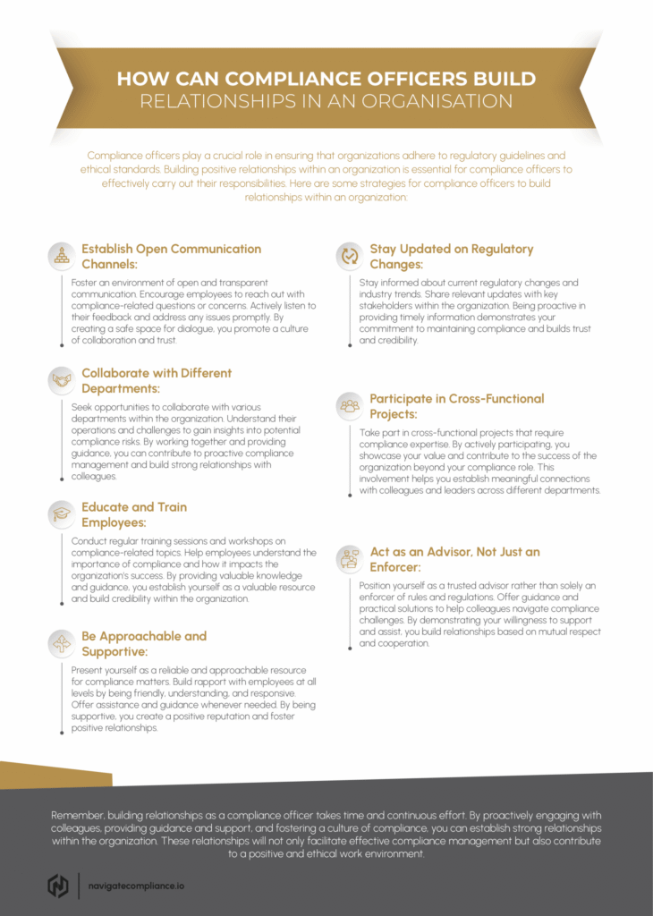 Navigate Compliance - Strategic Compliance Ecosystems - Drive growth, build trust, and unlock opportunity - Steps for Compliance Officers to Build Effective Relationships